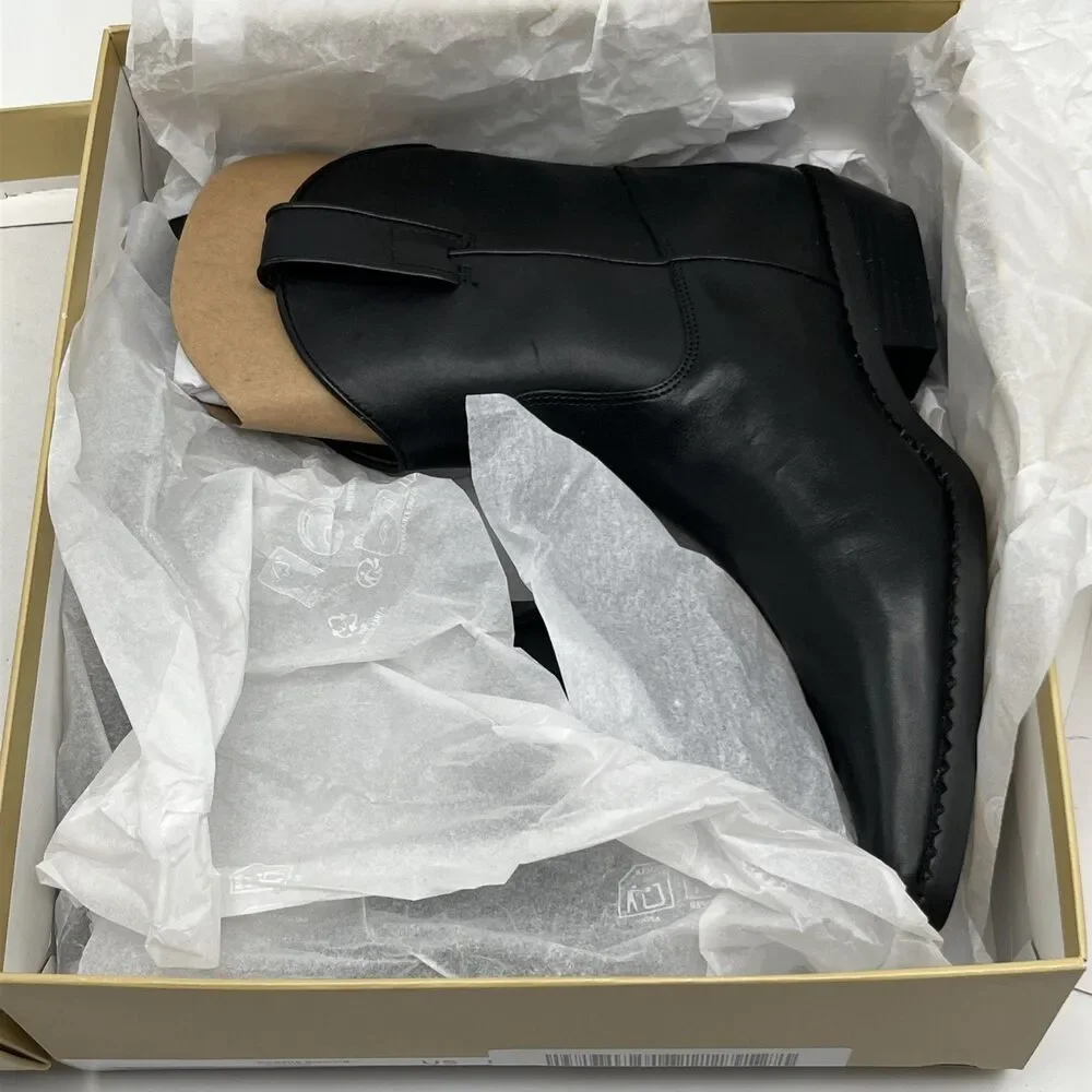 Michael Kors Black Leather Western Ankle Boots